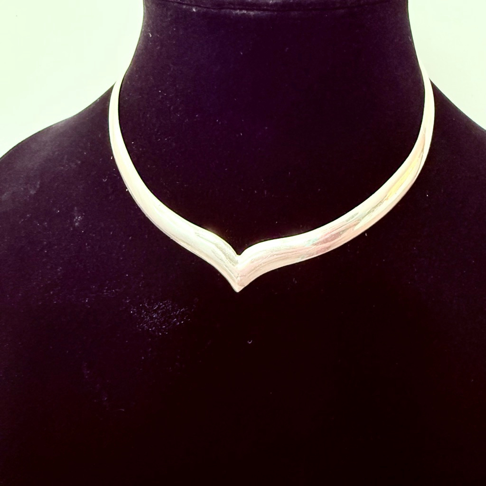 Jose Octavio Modernist Torque Collar Choker 14.5” Sterling Silver Taxco Mexico - Picture 2 of 9